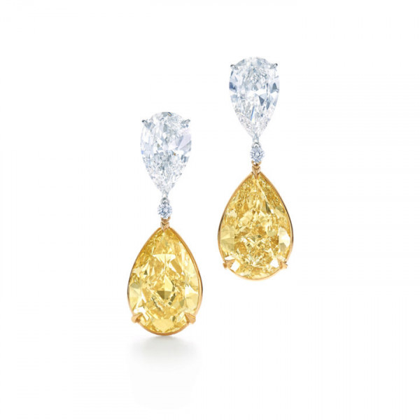 15ctw Pear Cut Yellow Sapphire Drop Earrings