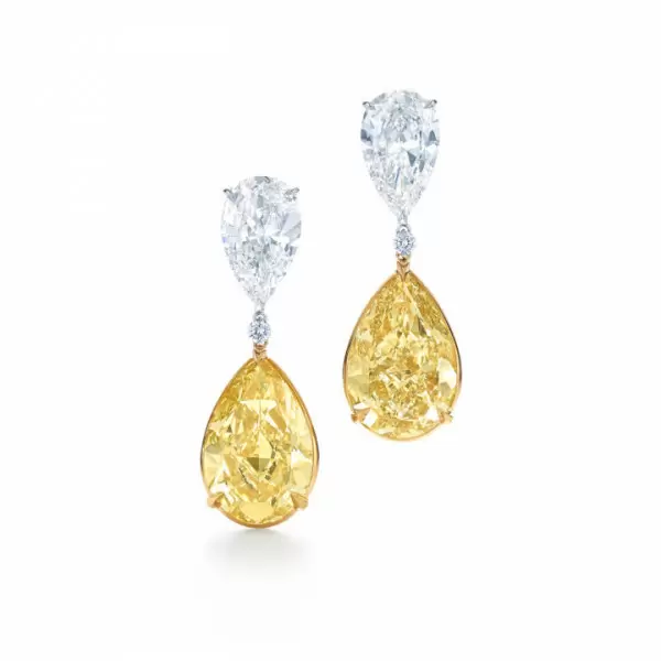 15ctw Pear Cut Yellow Sapphire Drop Earrings