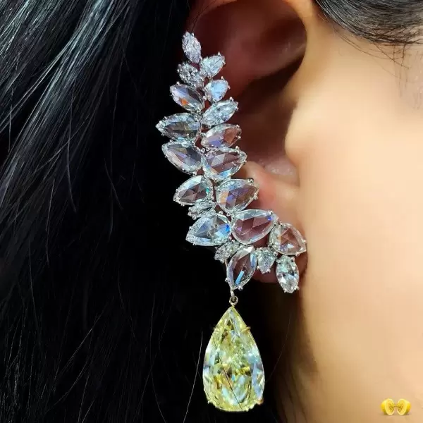 14ct Detachable Pear Cut Yellow Sapphire Earrings