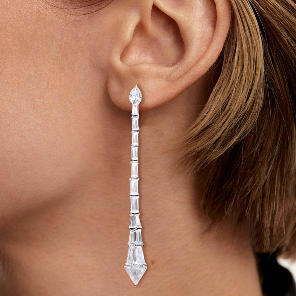 3.5ctw Exquisite Pear & Rectangular Cut Drop Earrings