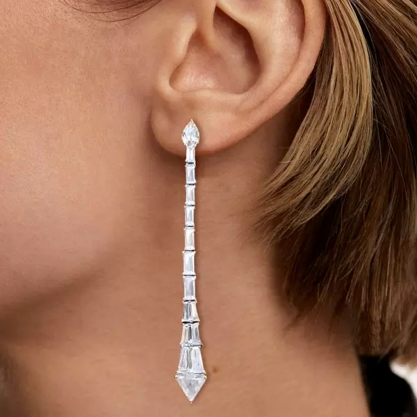 3.5ctw Exquisite Pear & Rectangular Cut Drop Earrings