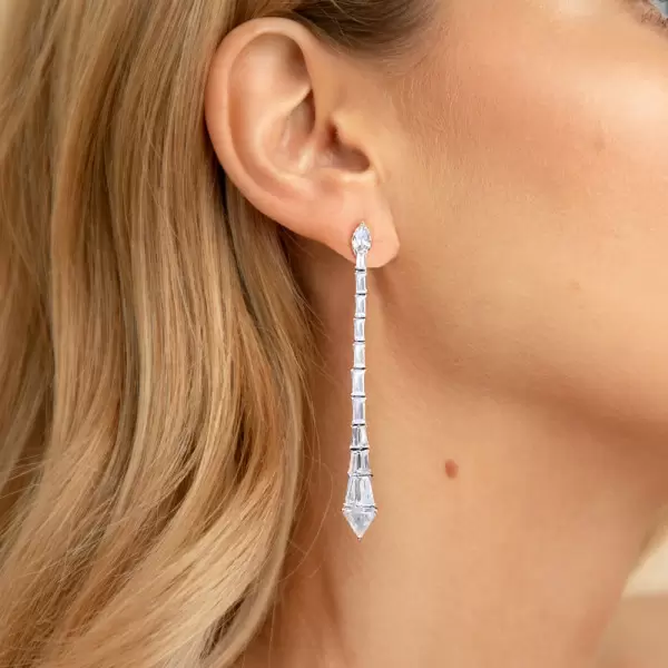 3.5ctw Exquisite Pear & Rectangular Cut Drop Earrings