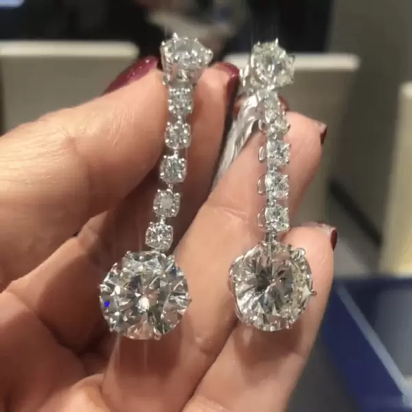 4ct Round Cut White Sapphire Drop Earrings