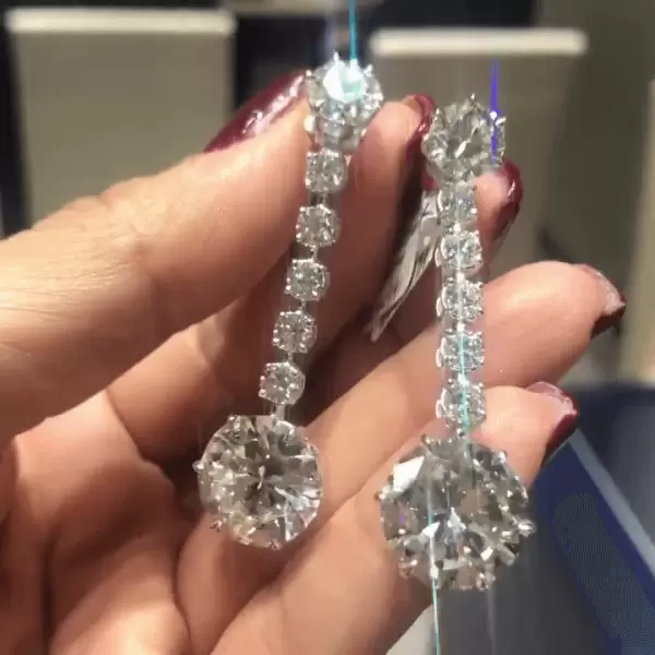 4ct Round Cut White Sapphire Drop Earrings