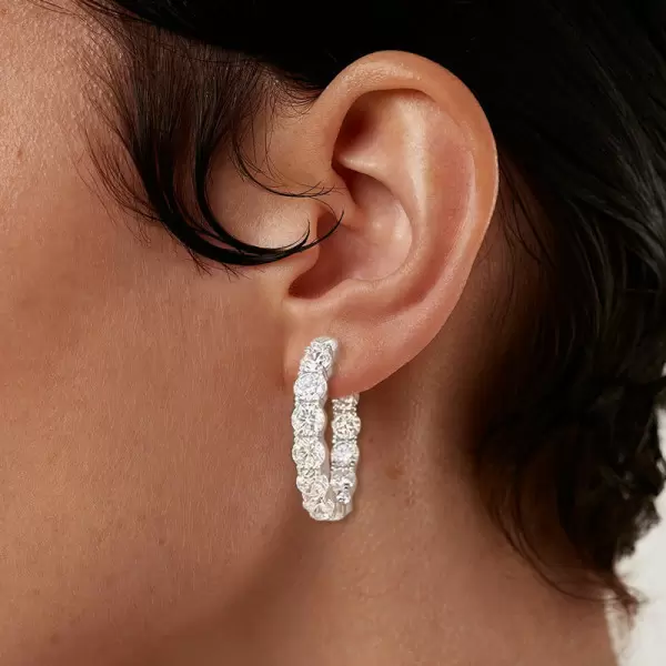 6ct Round Cut White Sapphire Hoop Earrings in Sterling Silver