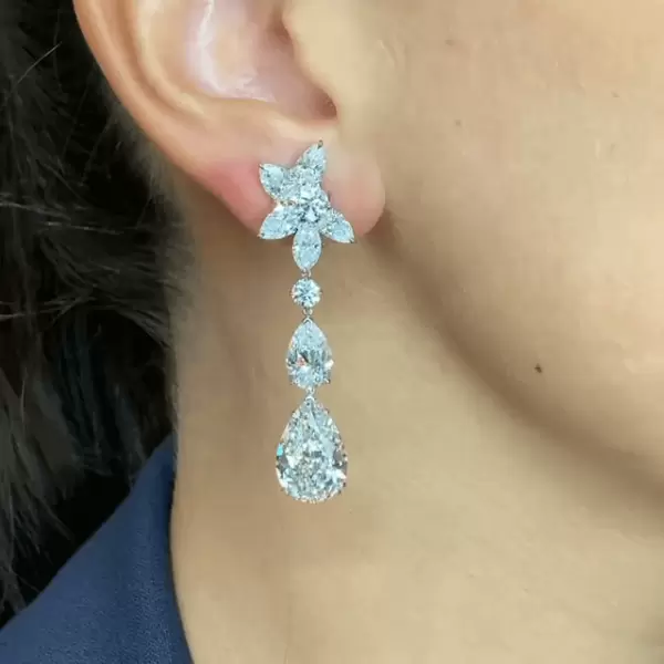 Pear Cut White Sapphire Drop Earrings
