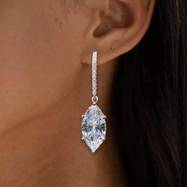 7.6ctw Marquise Cut White Sapphire Drop Earrings
