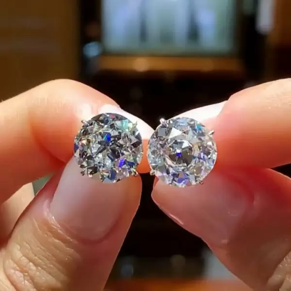 2ct European Cut White Sapphire Stud Earrings