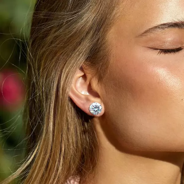 2ct European Cut White Sapphire Stud Earrings
