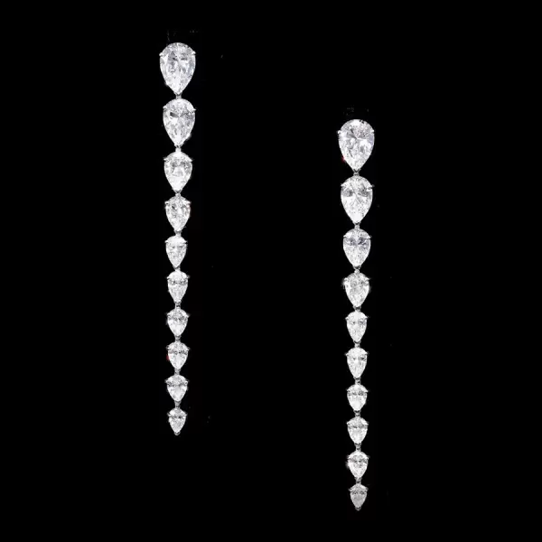 5.75ct Pear Cut White Sapphire Drop Earrings