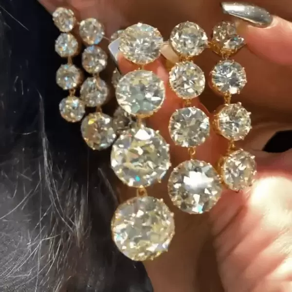 11.5 Round Cut White Sapphire Drop Earrings in Gold