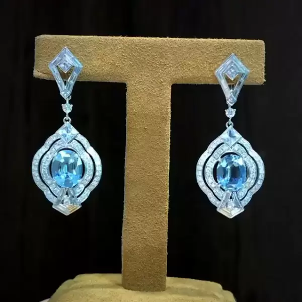 Aquamarine Sapphire Dangle Earrings