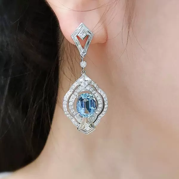 Aquamarine Sapphire Dangle Earrings