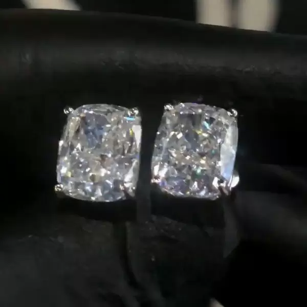 6ctw Cushion Cut White Sapphire Stud Earrings