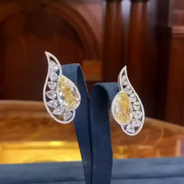 Vintage Yellow Sapphire Wings Stud Earrings
