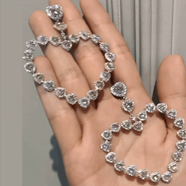 Heart Cut White Sapphire Drop Earrings