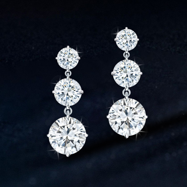 6.5ctw Round Cut White Sapphire Drop Earrings