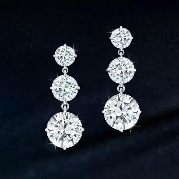 6.5ctw Round Cut White Sapphire Drop Earrings
