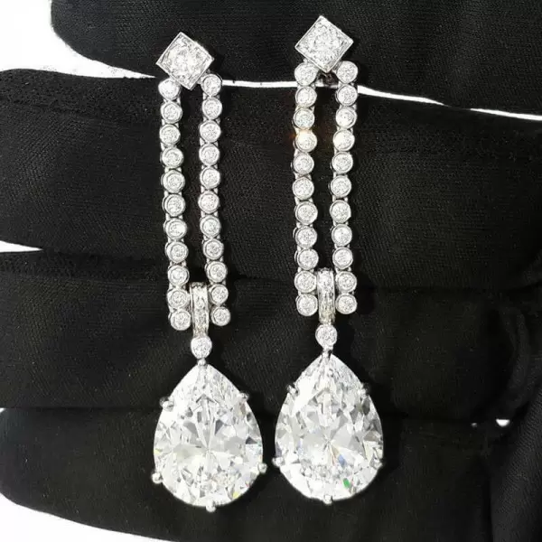 Pear Cut White Sapphire Drop Earrings