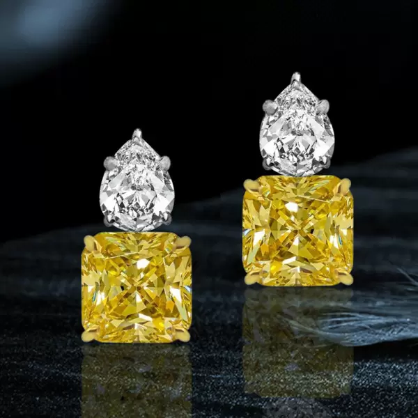 20ctw Princess Cut Yellow Sapphire Stud Earrings