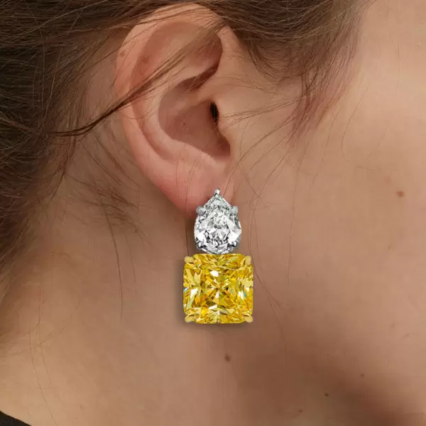 20ctw Princess Cut Yellow Sapphire Stud Earrings