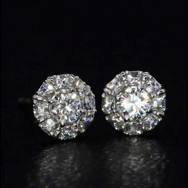 2.75ct Fashion Halo Setting White Sapphire Studs