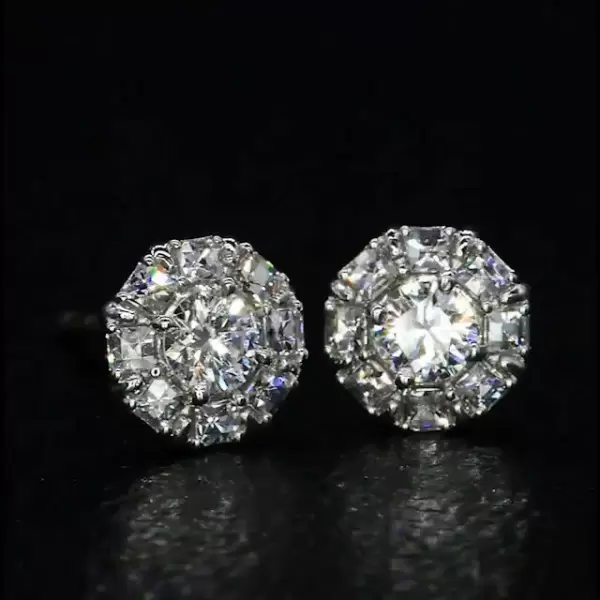 2.75ct Fashion Halo Setting White Sapphire Studs