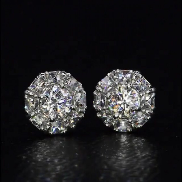2.75ct Fashion Halo Setting White Sapphire Studs