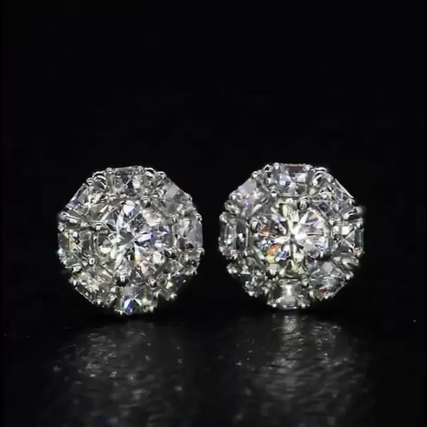 2.75ct Fashion Halo Setting White Sapphire Studs