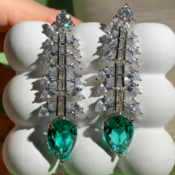 10.4ct Pear Cut Emerald Drop Earrings