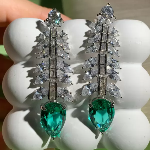 10.4ct Pear Cut Emerald Drop Earrings