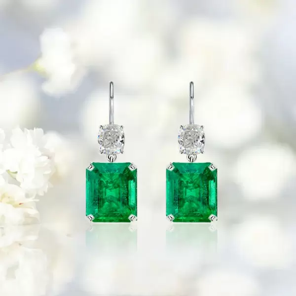 12.5ctw Emerald Cut Emerald Classic Drop Earrings