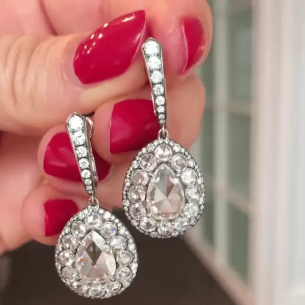 Pear Cut White Sapphire Drop Earrings