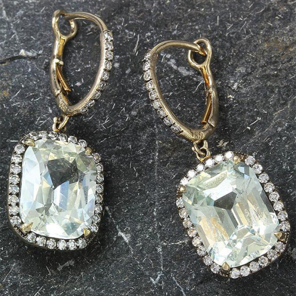 Cushion Cut Halo Pave White Sapphire Earrings