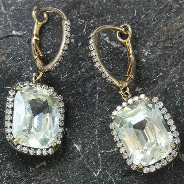 Cushion Cut Halo Pave White Sapphire Earrings
