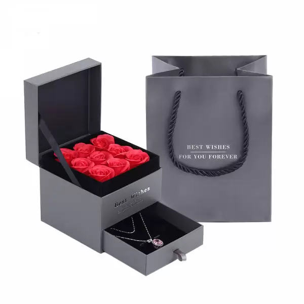 Eternal Rose Flower Jewelry Storage Box/2pcs
