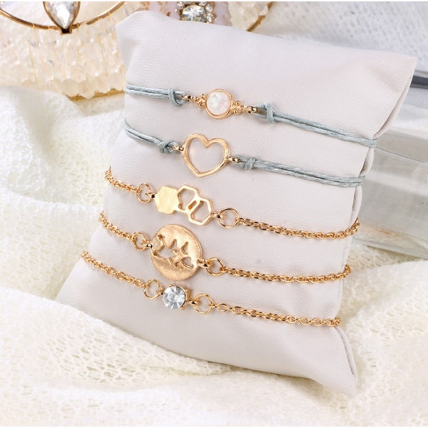 Handmade Love Map Hexagon 5pcs Bracelet Set