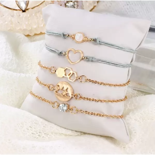 Handmade Love Map Hexagon 5pcs Bracelet Set