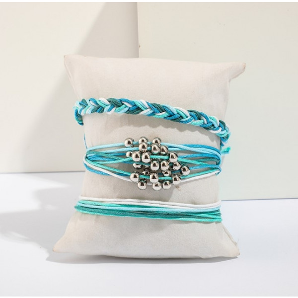 Handmade Multicolor Braided Colorful 3pcs Bracelet Set