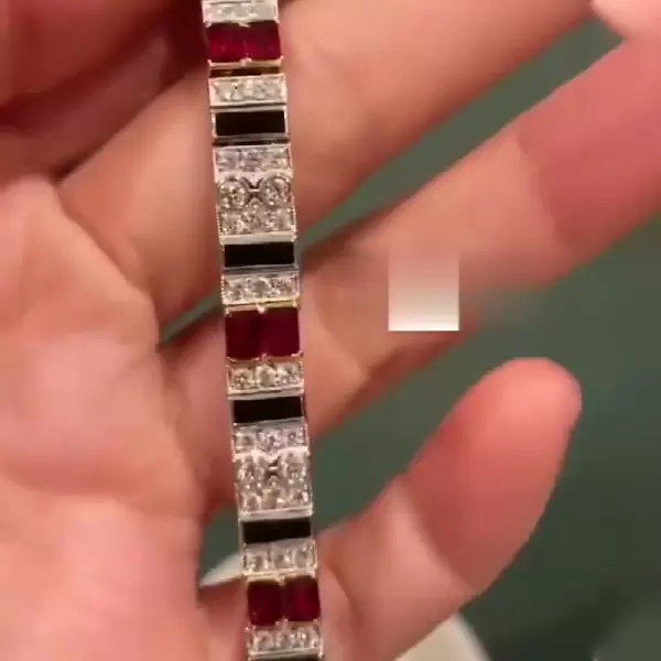 Round&Asscher Cut Colorful Sapphire Bracelet Wrist Chain