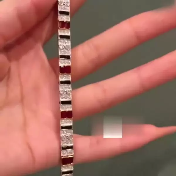 Round&Asscher Cut Colorful Sapphire Bracelet Wrist Chain