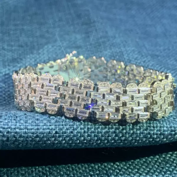 29ctw Baguette Cut White Sapphire Statement Bracelet