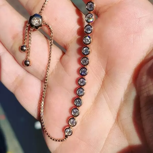 Tennis Bracelet Adjustable Length in Rose Gold