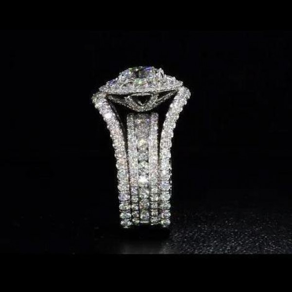 1ct Round Cut White Sapphire 3pcs Bridal Set