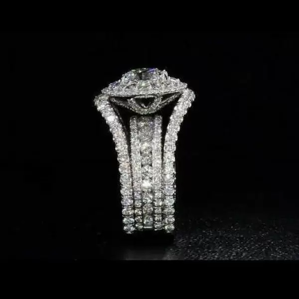 1ct Round Cut White Sapphire 3pcs Bridal Set