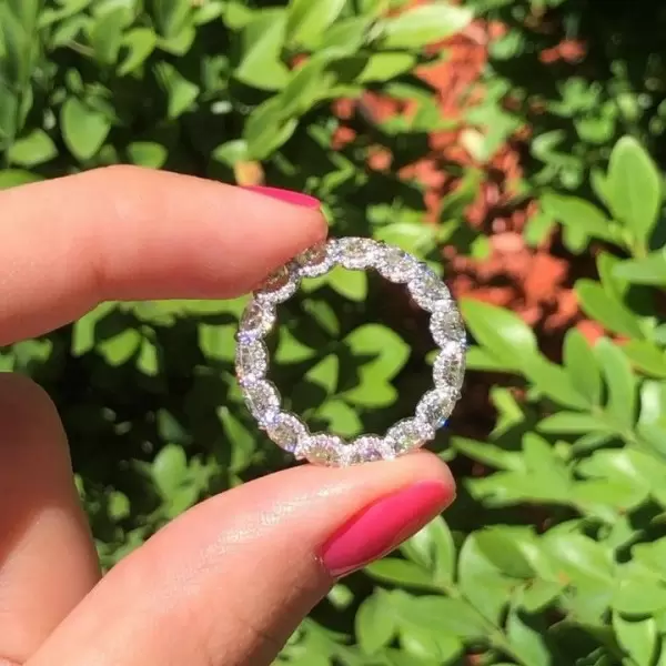 Round Cut White Sapphire Eternity Band