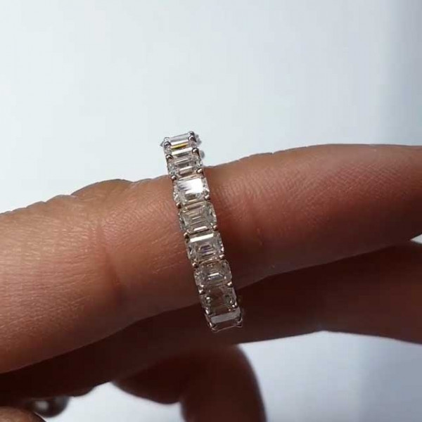 Handmade Half Emeralds and Half Ovals Sterling Silver Ring Band