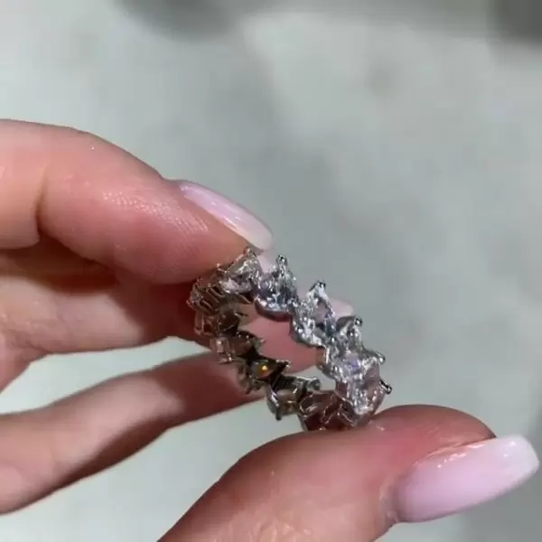 Handmade Pear Shape Lab-Created White Sapphire Eternity Band