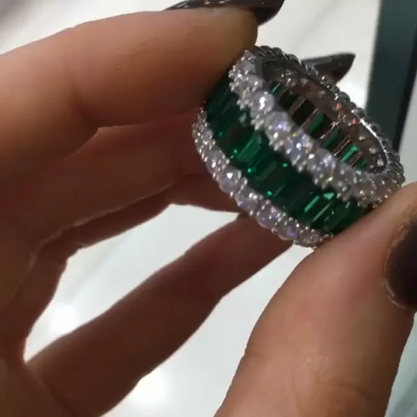 7.8ct Baguette Cut Emerald Eternity Band