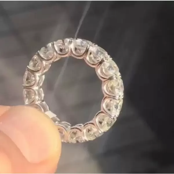 Handmade Cushion Cut Sterling Silver Eternity Wedding Band